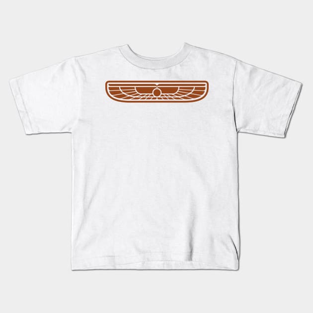 Brown Winged Sun Logo Kids T-Shirt by Studio Yutani